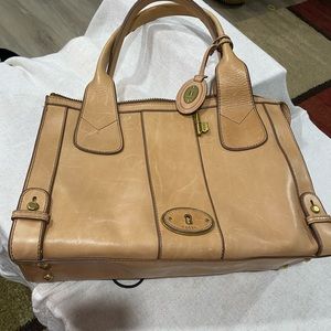 Fossil Vintage Reissue Tan Leather Satchel/Shoulder Tote